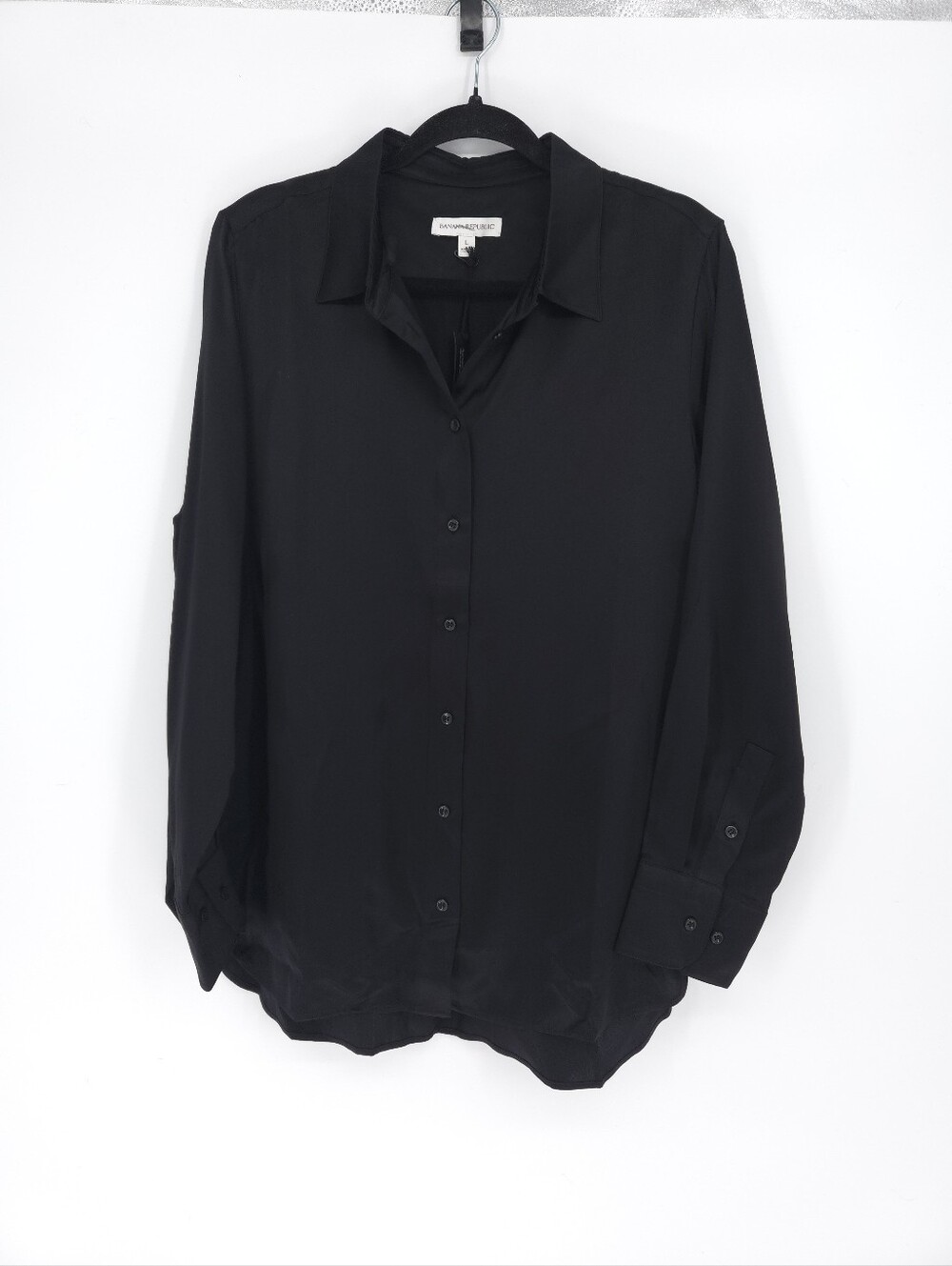 100% Silk Banana Republic The Everyday Silk Shirt Black NWT